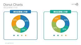 两组彩色动态环形图数据分析对比图表PPT模板
