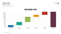 扁平化动态彩色瀑布图PPT模板下载