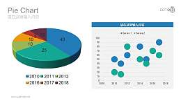 三维饼图+散点图彩色动态PPT模板下载