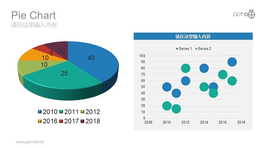 三维饼图+散点图彩色动态PPT模板下载