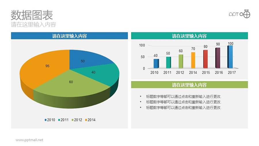 三维饼图+三维柱状图彩色动态PPT图表下载