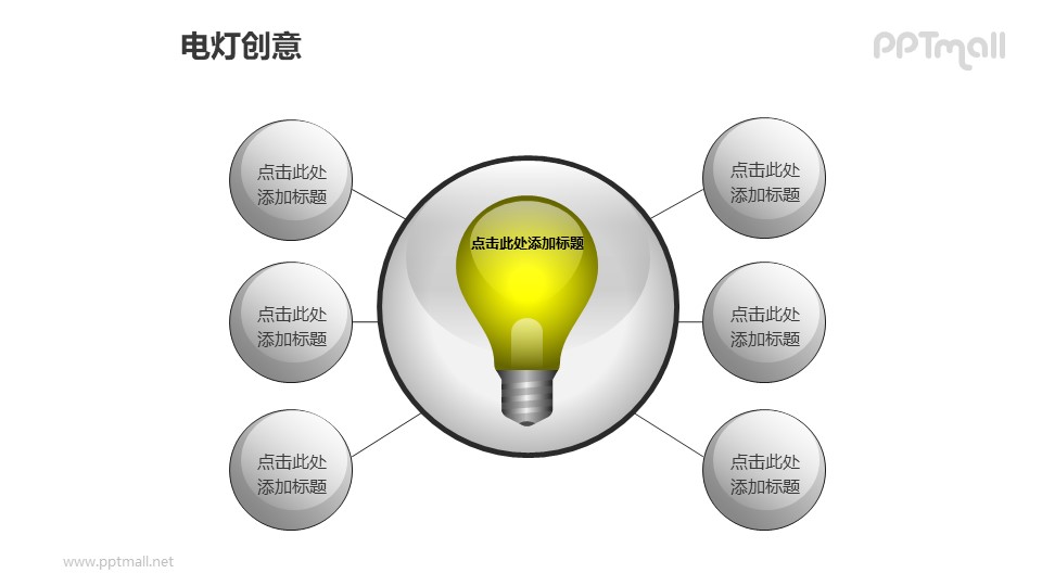 电灯创意—1+6发散汇聚结构灯泡PPT