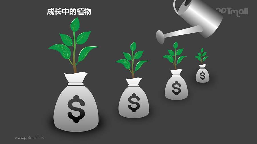 成长中的植物之4部分浇水中的植物图形素材下载