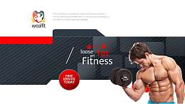 健身哑铃PPT分隔页模板下载