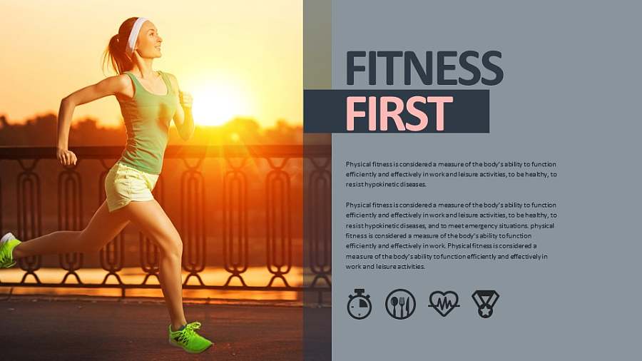 健康生活运动PPT模板板式素材下载