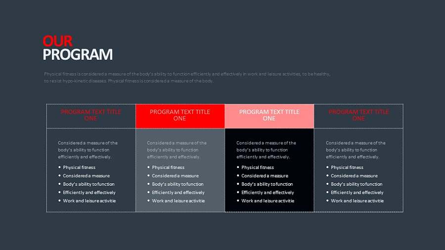 常规4列表格排版PPT模板