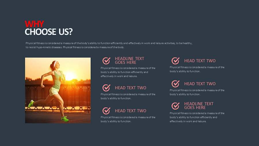 跑步健身主题6部分图文讲解PPT版式下载