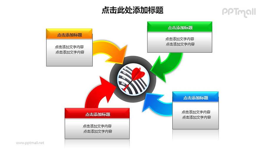战略方向——汇聚关系图PPT图形素材