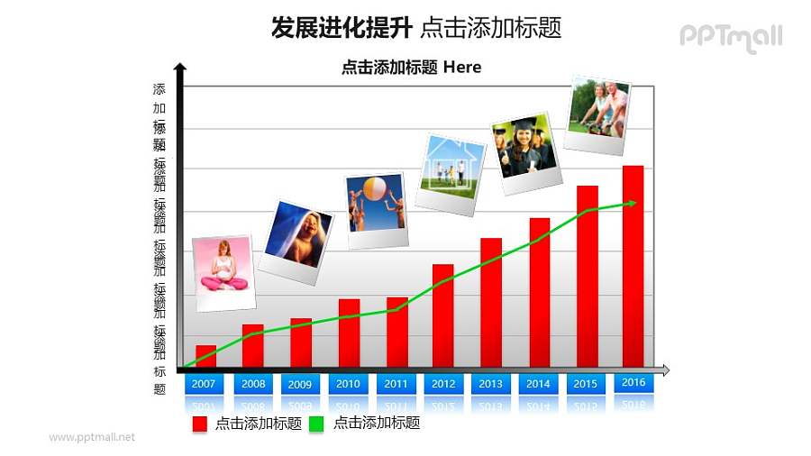 发展进化提升——项目发展走势图的PPT模板素材