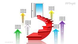 发展进化提升——通往门的楼梯+箭头的PPT图形素材