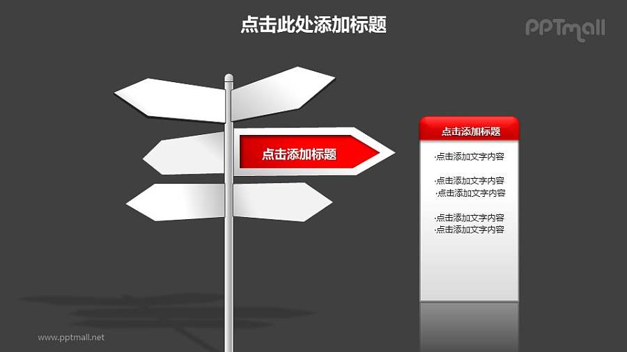 战略方向——路标指示牌样式的战略方向分析PPT模板素材