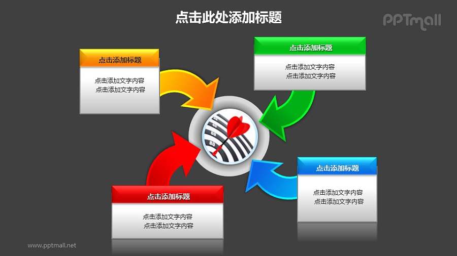战略方向——汇聚关系图PPT图形素材