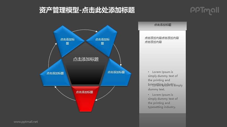 资产管理模型——6个多边形组成的循环图PPT模板素材