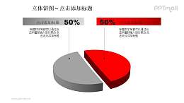 立体饼图——1:1对比关系饼状图PPT模板素材