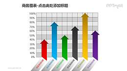 商務(wù)圖表——箭頭樣式的上升百分比PPT模板素材
