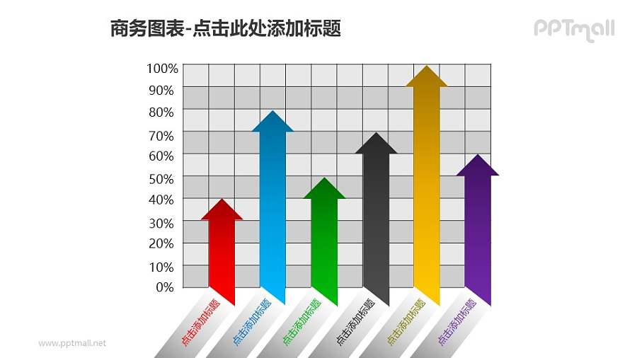 商务图表——箭头样式的上升百分比PPT模板素材