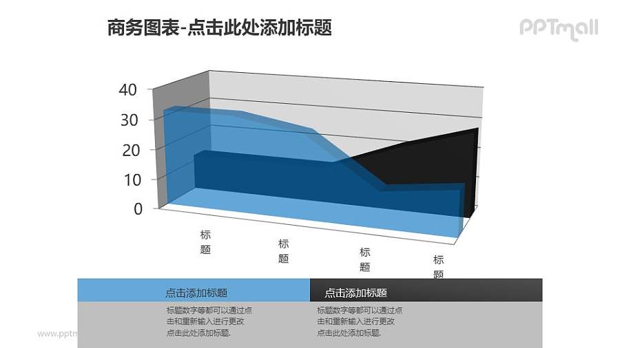 商务图表——蓝色半透明三维面积图PPT图形素材