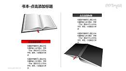 书本——翻开的书+反着放置的书PPT图形模板
