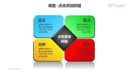 调查——4部分并列的文本框PPT素材模板