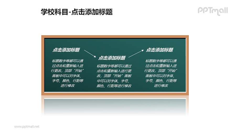 学校科目——黑板上的文本框递进关系PPT图形素材