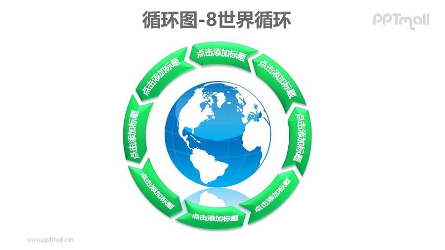 循环图——围绕地球的8部分循环图PPT素材模板