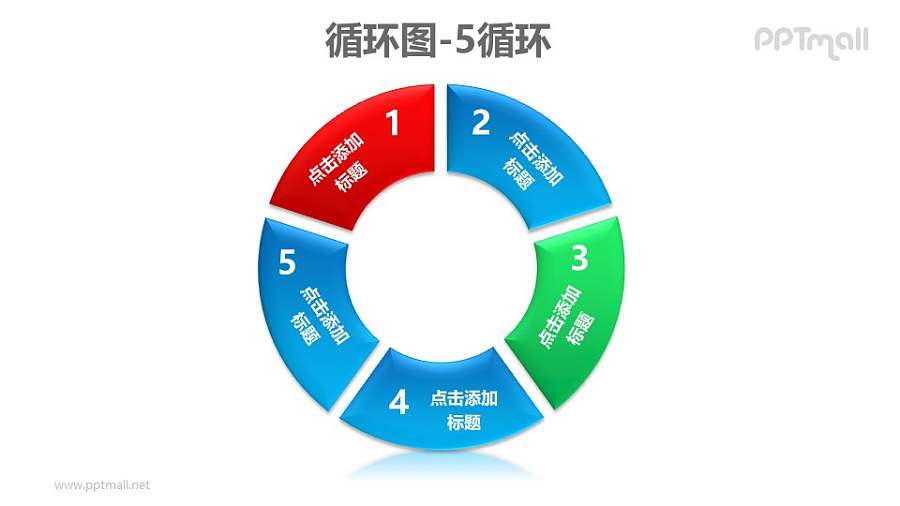 循环图——5部分循环关系PPT素材模板