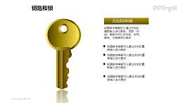 钥匙和锁——1把金色的钥匙PPT素材模板