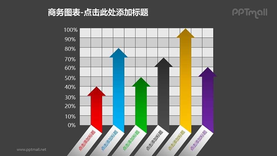 商务图表——箭头样式的上升百分比PPT模板素材