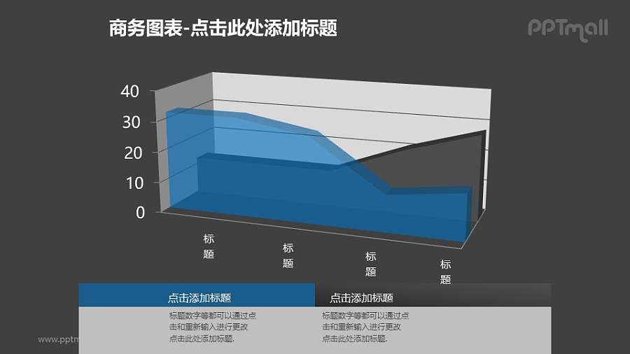 商务图表——蓝色半透明三维面积图PPT图形素材