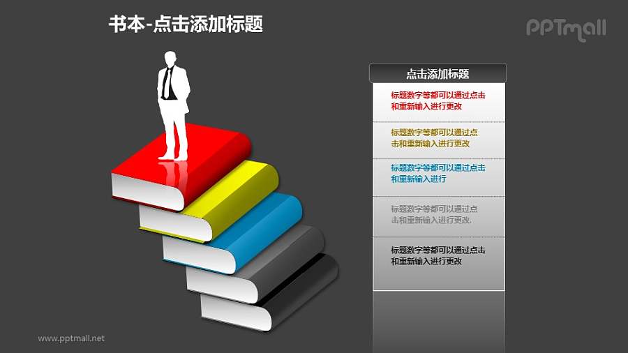 书本——人物+阶梯样式的书PPT图形模板