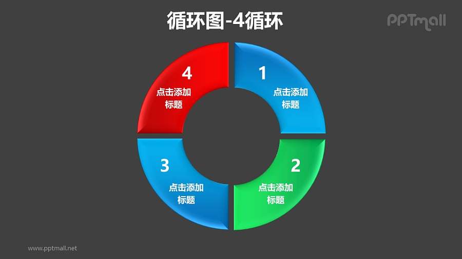 循环图——4部分循环关系PPT素材模板