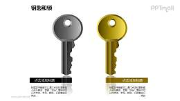 钥匙和锁——并列摆放的2把钥匙PPT素材模板