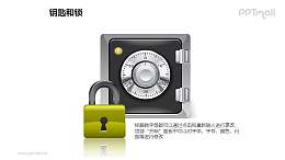 金色的锁+保险箱PPT素材模板