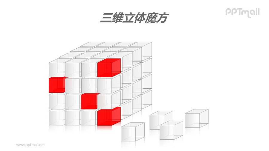 三维立体魔方——脱落的白色方块PPT模板素材