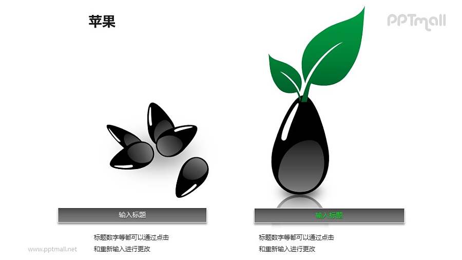 苹果——发芽的苹果籽PPT模板素材