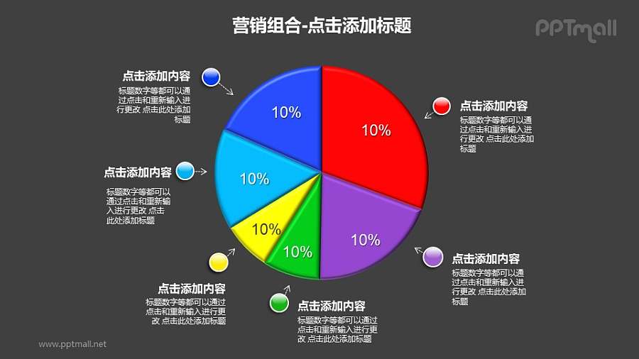 营销组合——显示百分比的饼状图PPT模板下载
