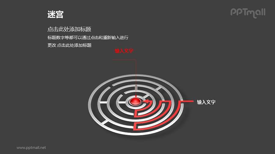 进入圆形迷宫的路线图PPT模板下载