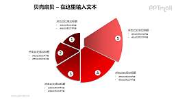 红色贝壳扇贝螺旋图PPT模板素材