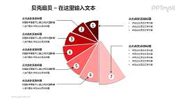 7部分紅色貝殼扇貝螺旋圖PPT模板素材