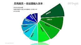 蓝绿色贝壳扇贝螺旋图PPT模板素材