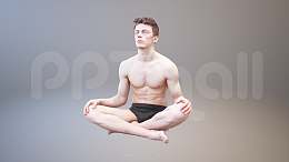 逼真的正在打坐僧人3D模型PPT素材下载