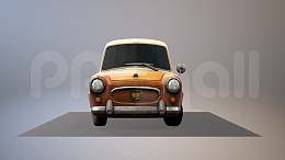 复古怀旧的mini/smart小汽车3D模型PPT素材
