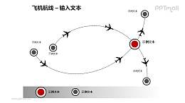 飞机航线——两条航线对比关系PPT模板素材