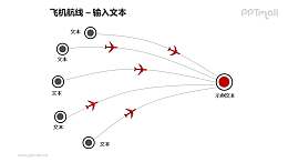 5条飞机航线总分关系PPT模板素材