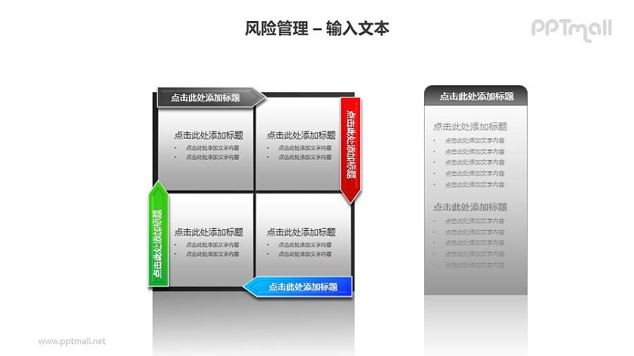 风险管理之四部分矩阵图PPT模板素材