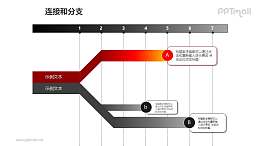 连接与分支——红灰2部分总分关系PPT模板素材