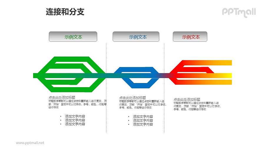 连接与分支——三部分对比关系PPT模板素材