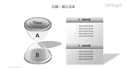 流盡的銀色沙漏+字母PPT模板素材