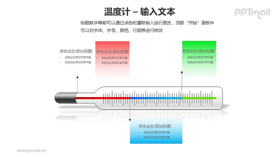 体温计三段结构说明PPT模板素材