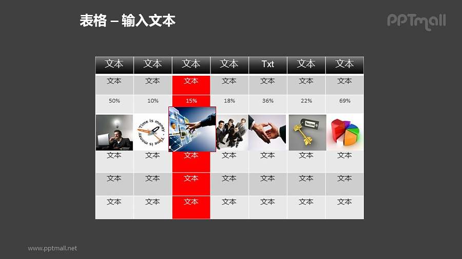 7行7列商务风格表格PPT模板素材（2）